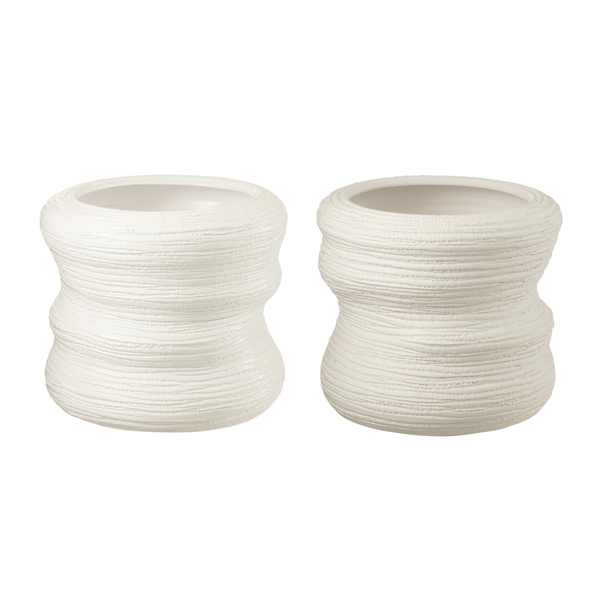 J-Line cachepot Organique - céramique - blanc - large - 2 pcs