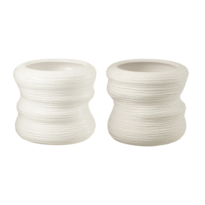 J-Line cache-pot Organique - céramique - blanc - large - 2 pièces - Ø 32 cm
