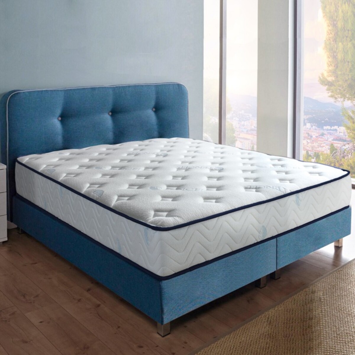 Matelas Iceland | Mémoire de forme, gel frais et mousse HD micro-alvéolée | Tissu Tencel | Grande qualité d’aération | Soutien morphologique