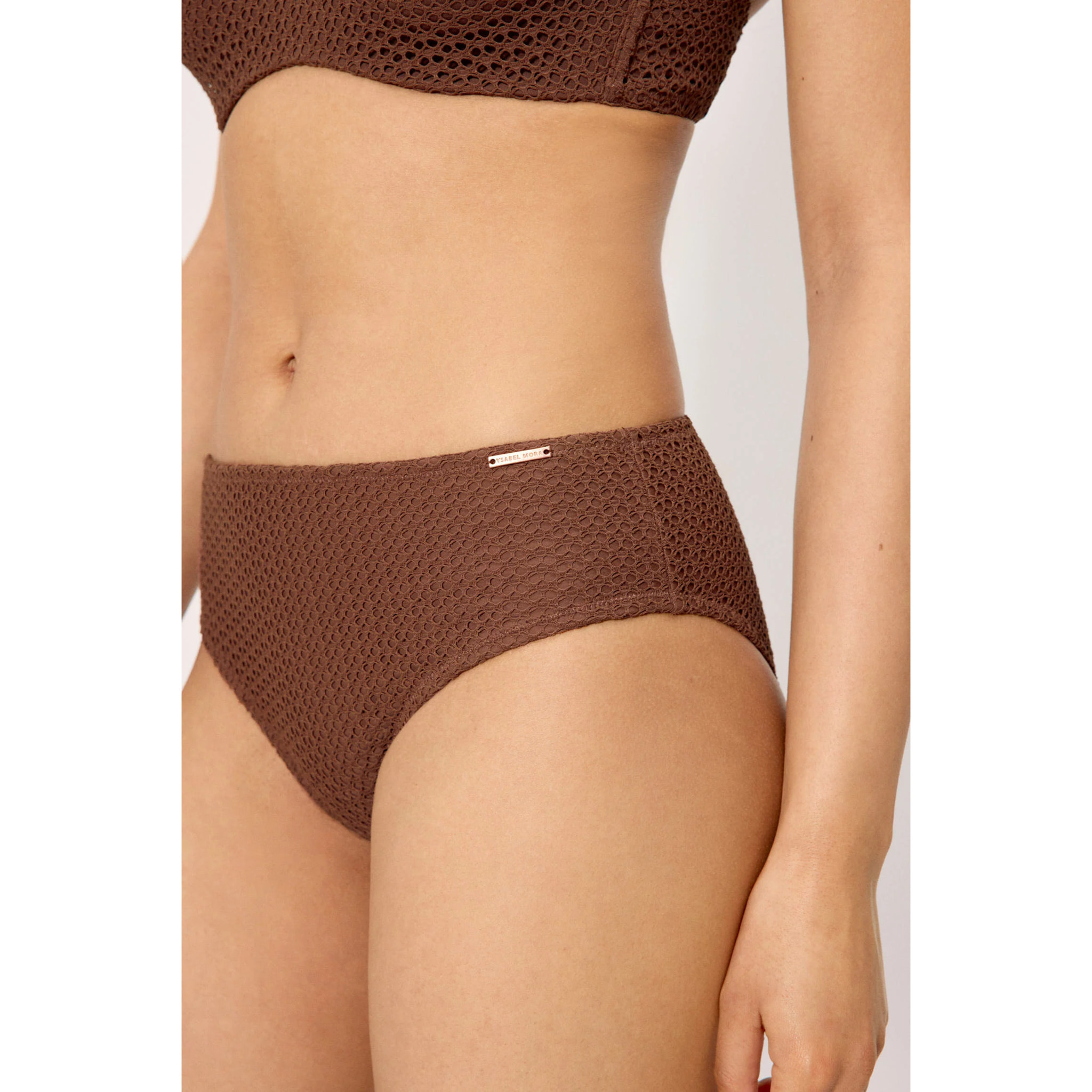 Slip bikini midi modellante Marrone