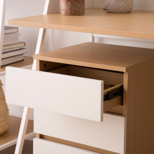 Caisson 3 tiroirs pour Étagère Poppy -tableau technique stratifié-couleur chêne clair/blanc 40 x 62 x 40 cm