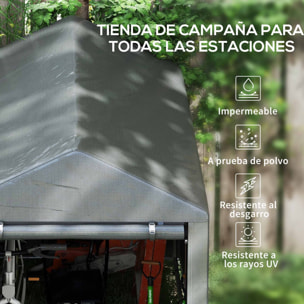Carpa para Herramientas Bicicletas y Motos 1,2x1,8x1,65 m Garaje Portátil con 2 Habitaciones Puerta con Cremallera Impermeable Anti-UV Cochera Portátil para Jardín Gris Oscuro