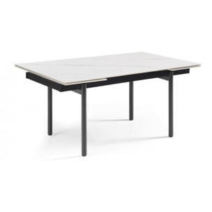 Table extensible en céramique marbre blanc L160/240cm - 9 piètements - UNIK