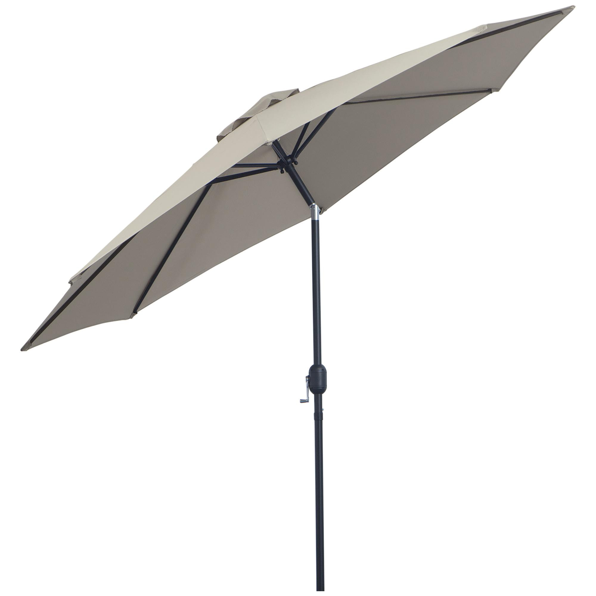 Parasol inclinable octogonal Ø 3 x 2,45 m ouverture fermeture par manivelle métal polyester haute densité gris clair