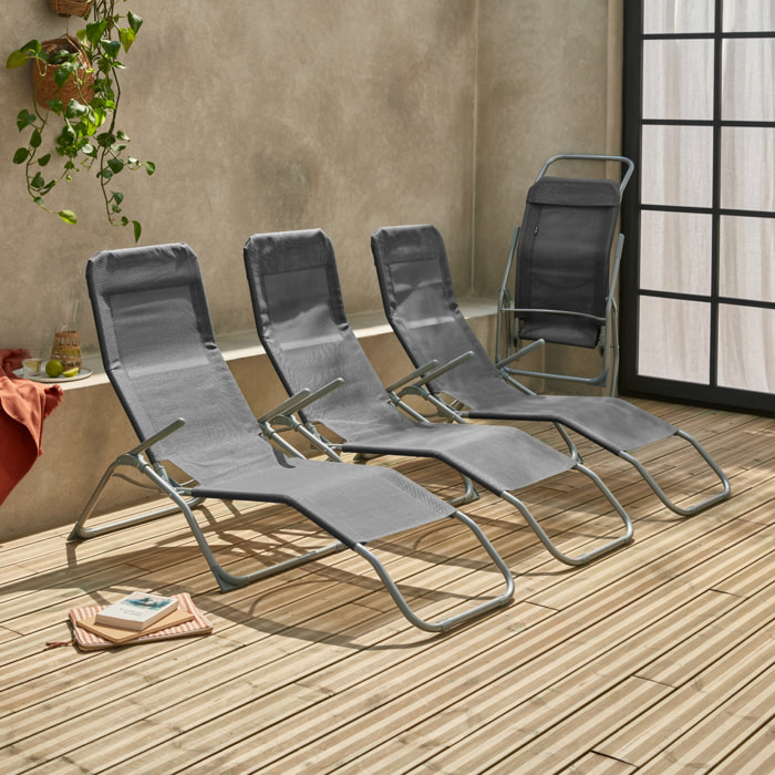 Bain de soleil acier pliant 2 positions (lot de 4) LEVITO