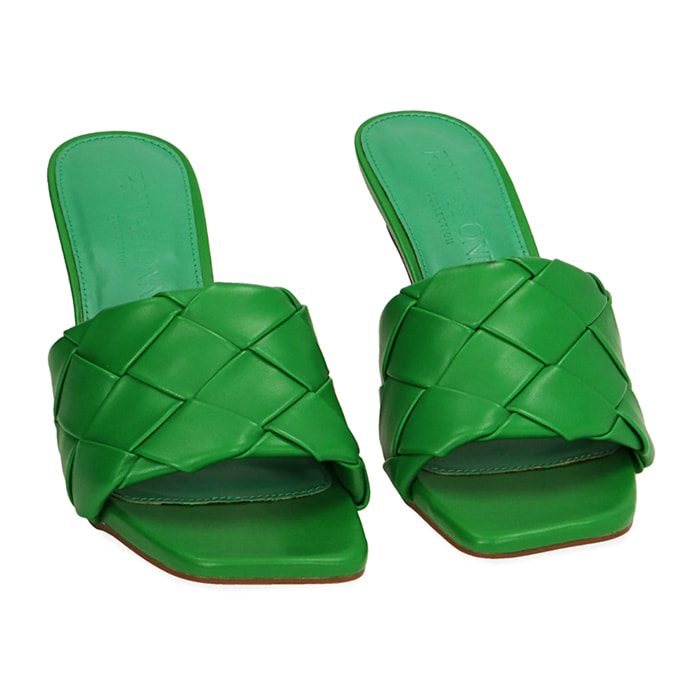 Mules verdi, tacco 8 cm