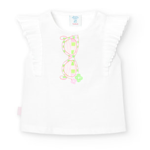 Camiseta niÃ±a estampada, mangas cortas, blanco, 208112