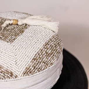 Boite en bambou ornée de perles 20cm HOA