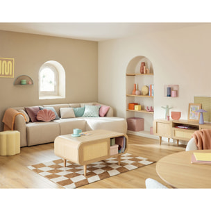 Mathilde - table basse - effet bois et cannage - 1 niche - 100 cm - Bois