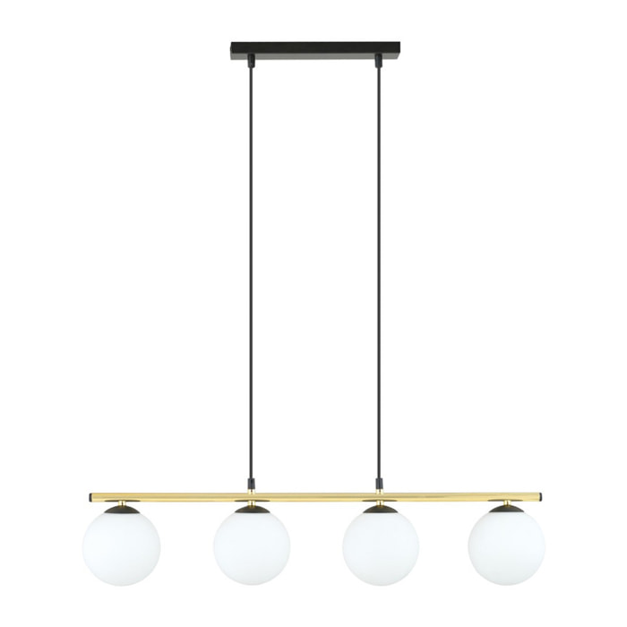 Lampada a sospensione ALORA con diffusori in vetro opalino e dettagli oro