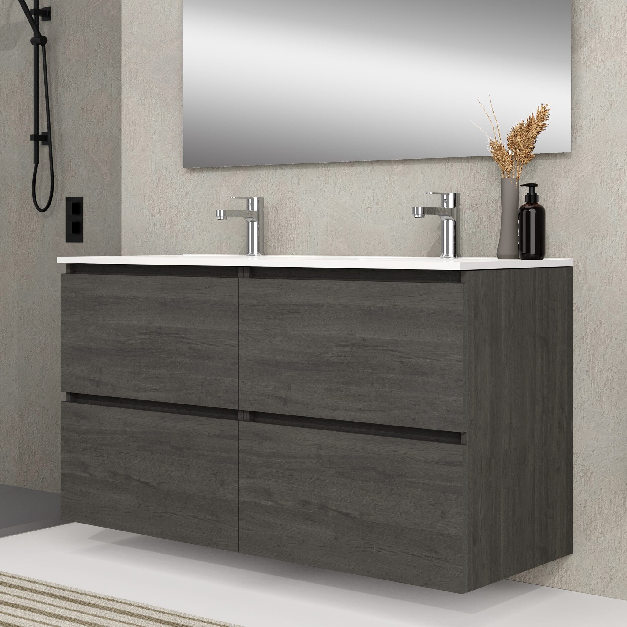 Ensemble de salle de bain SEA Alday, 120cm, Bois Charbon