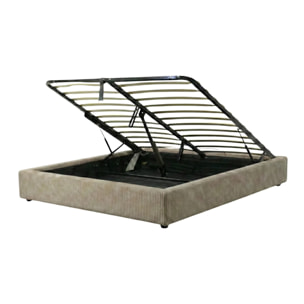 Lit coffre Futura | Ouverture électrique avec télécommande | Espace de stockage jusqu'à 900 L | Velours Côtelé | Gris