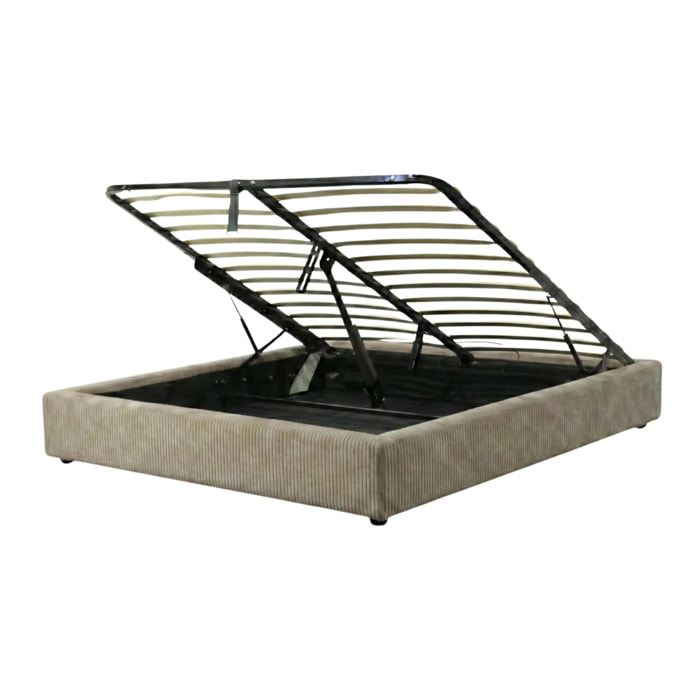 Lit coffre Futura | Ouverture électrique avec télécommande | Espace de stockage jusqu'à 900 L | Velours Côtelé | Gris