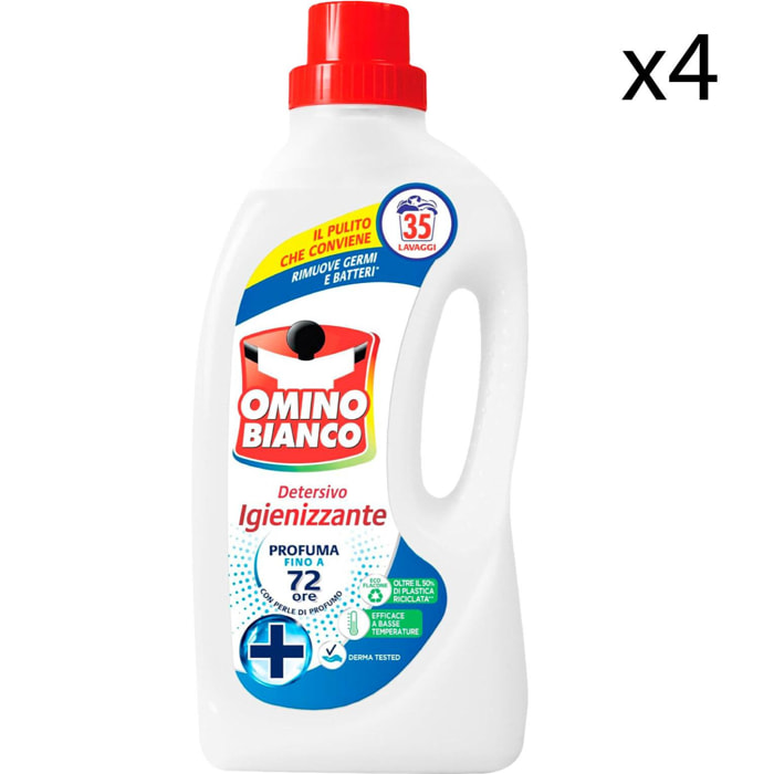 4x Omino Bianco Detersivo Liquido Igienizzante - 4 Flaconi da 1,4 Litri