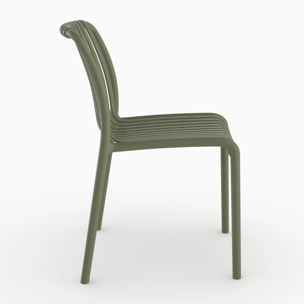 Lot de 2 chaises de jardin empilables en plastique vert kaki - Duli