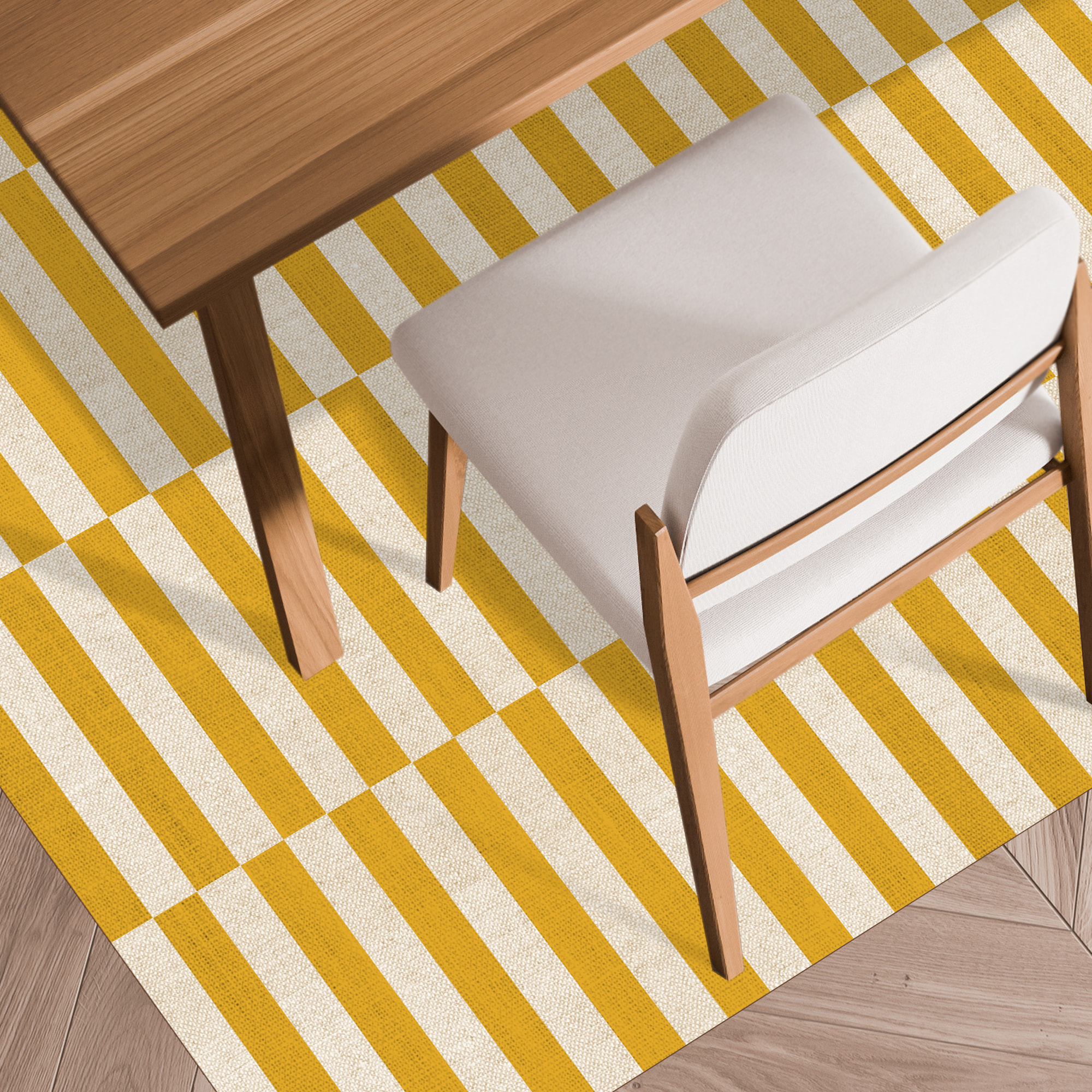 Alfombra de vinilo Dynamic Mostaza 100x133 cm -PVC antideslizante, vinilica para cocina o salón, lavable, estilo abstracto