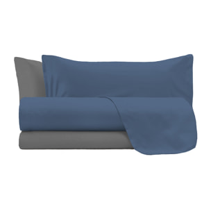 COMPLETO LETTO NATURAL COLOR, 100% Cotone, Made in Italy - AVIO/FUMO