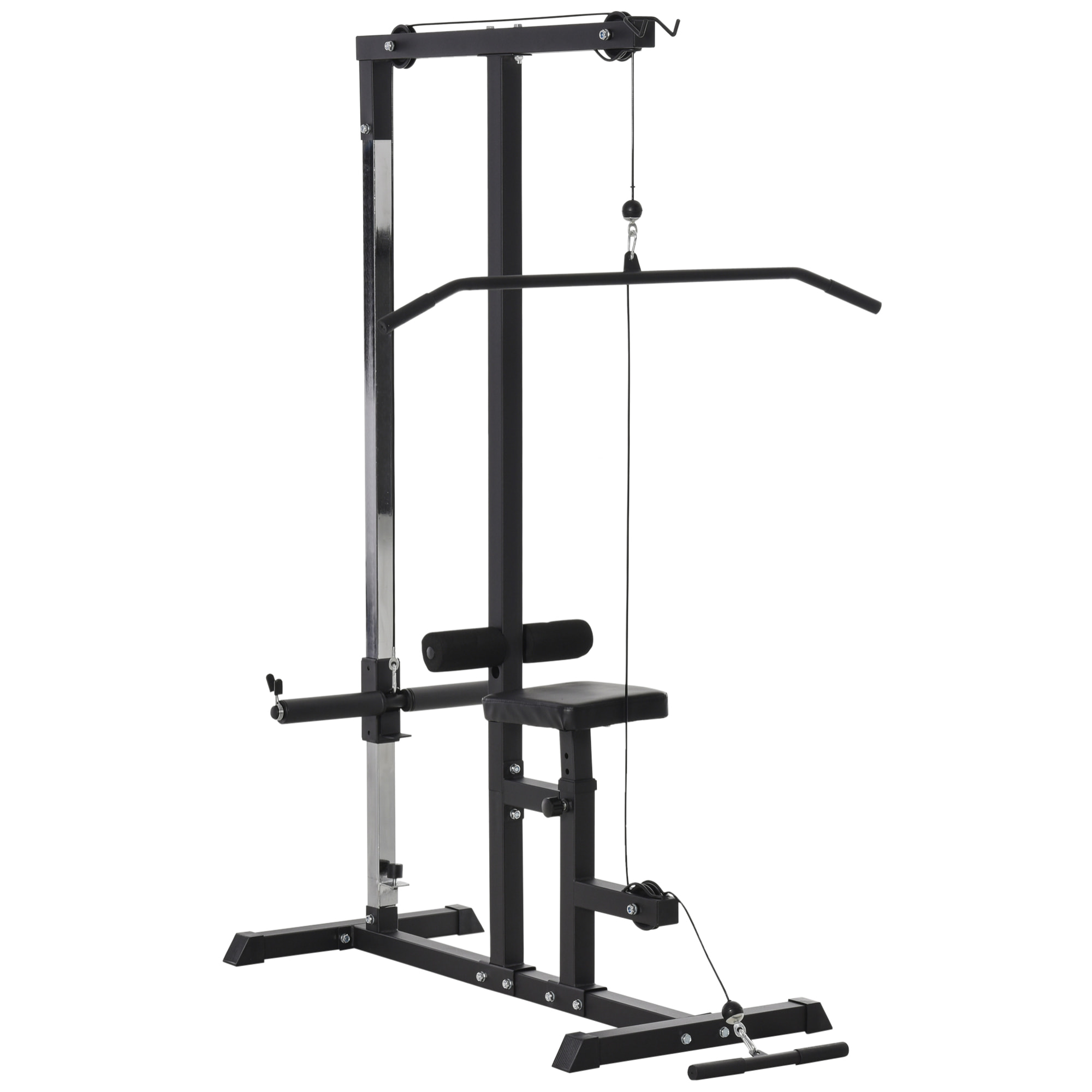 Máquina de Musculación Estación de Entrenamiento para Jalón al Pecho con Polea y Asiento Regulable para Entrenamiento en Gimnasio Hogar Oficina Carga Máx. 100 kg 107x120x190 cm Negro