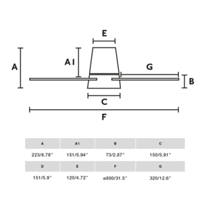 KLOVER S Ø800mm BLANCO 4 PALAS 18W LED CCT DIM