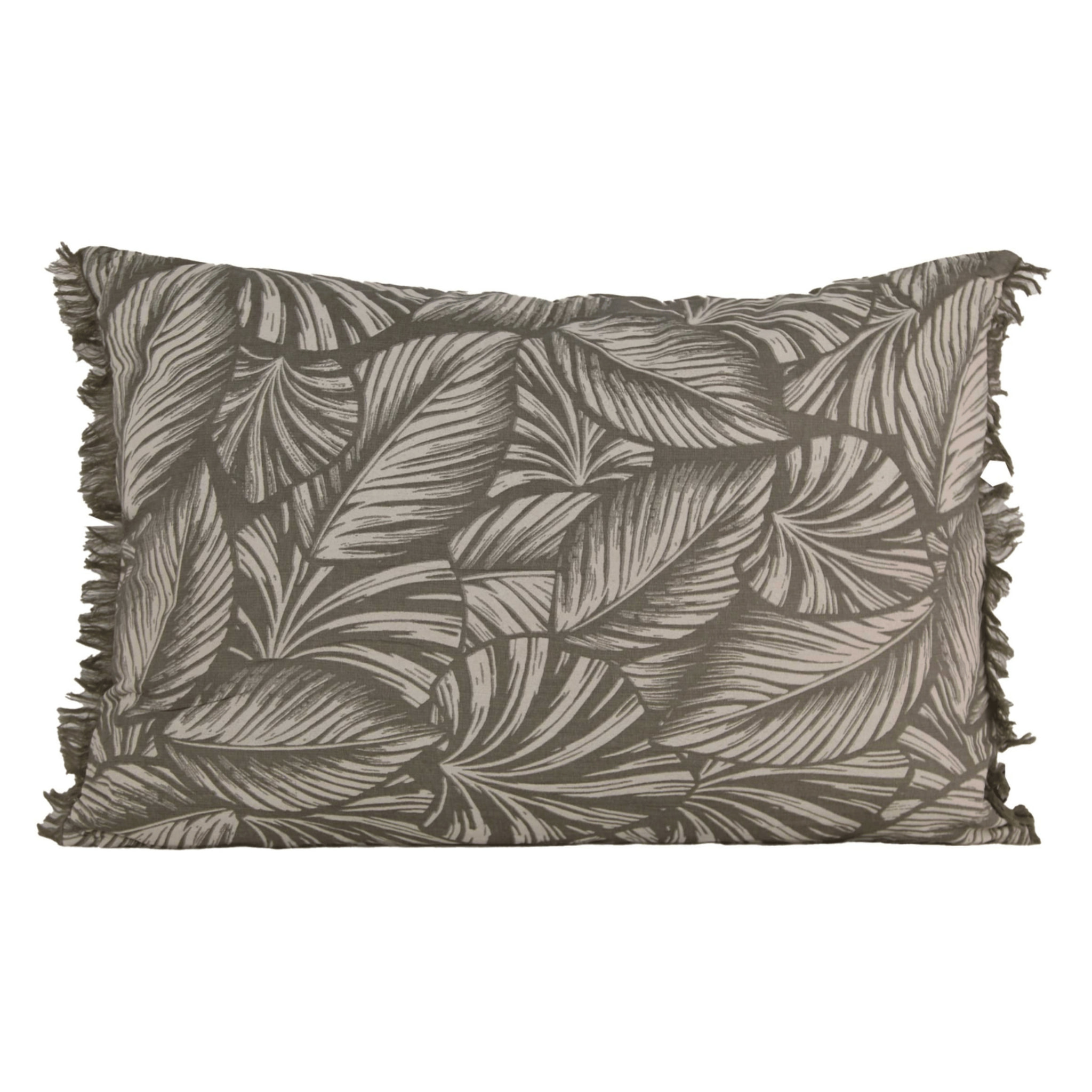 Coussin motif feuilles exotiques - Taupe