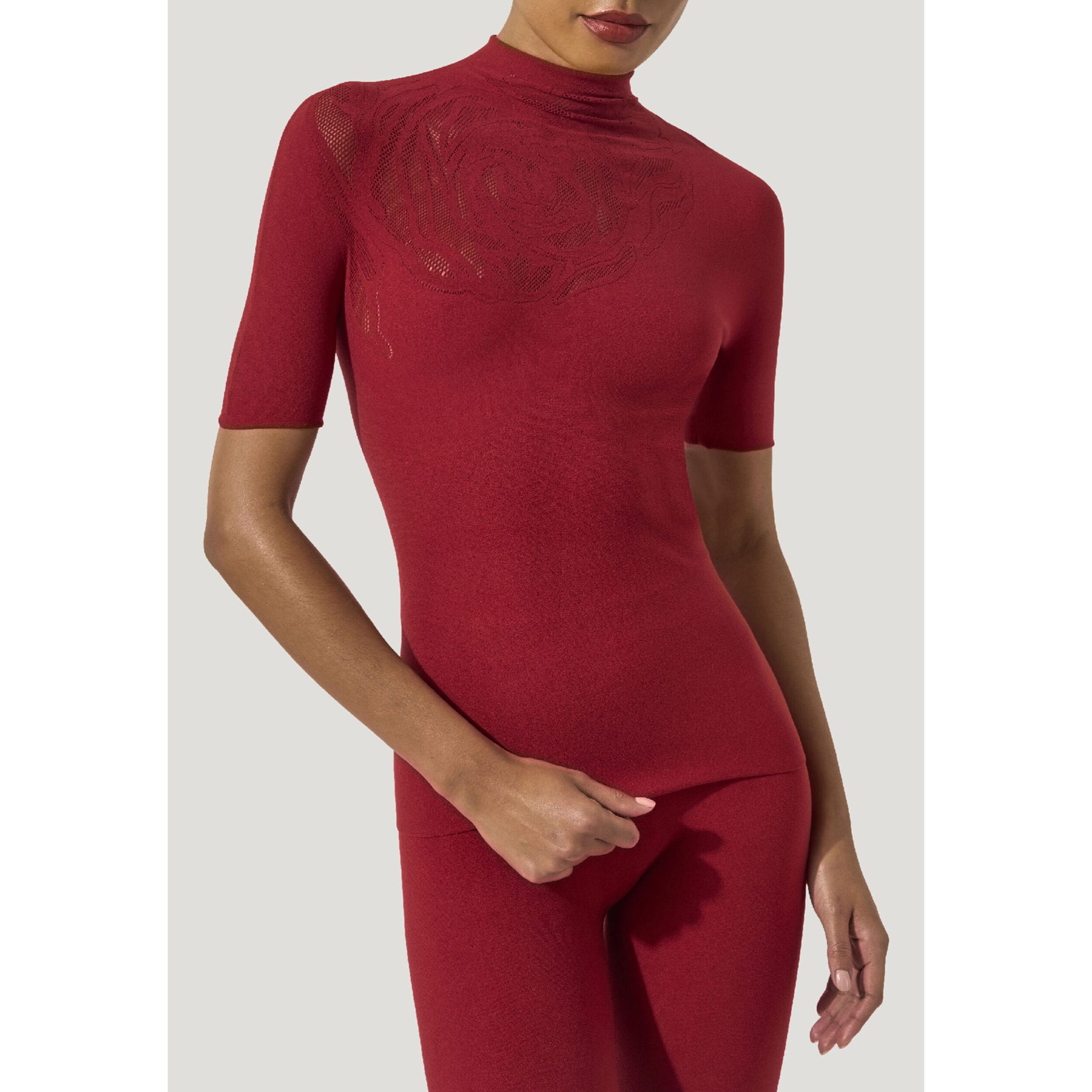 Top a maniche corte Rose Net Top Short Sleeves