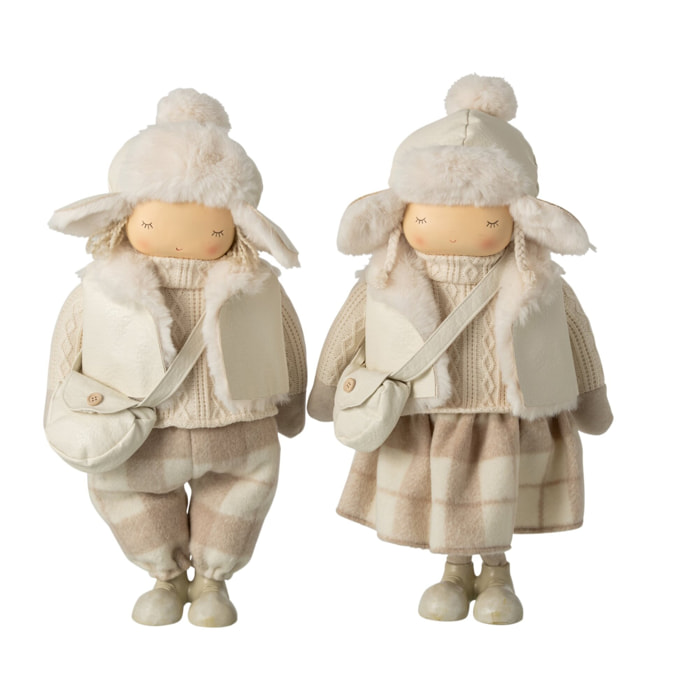J-Line Garçon et fille sac et chapeau - polyester - beige - large - assortiment de 2