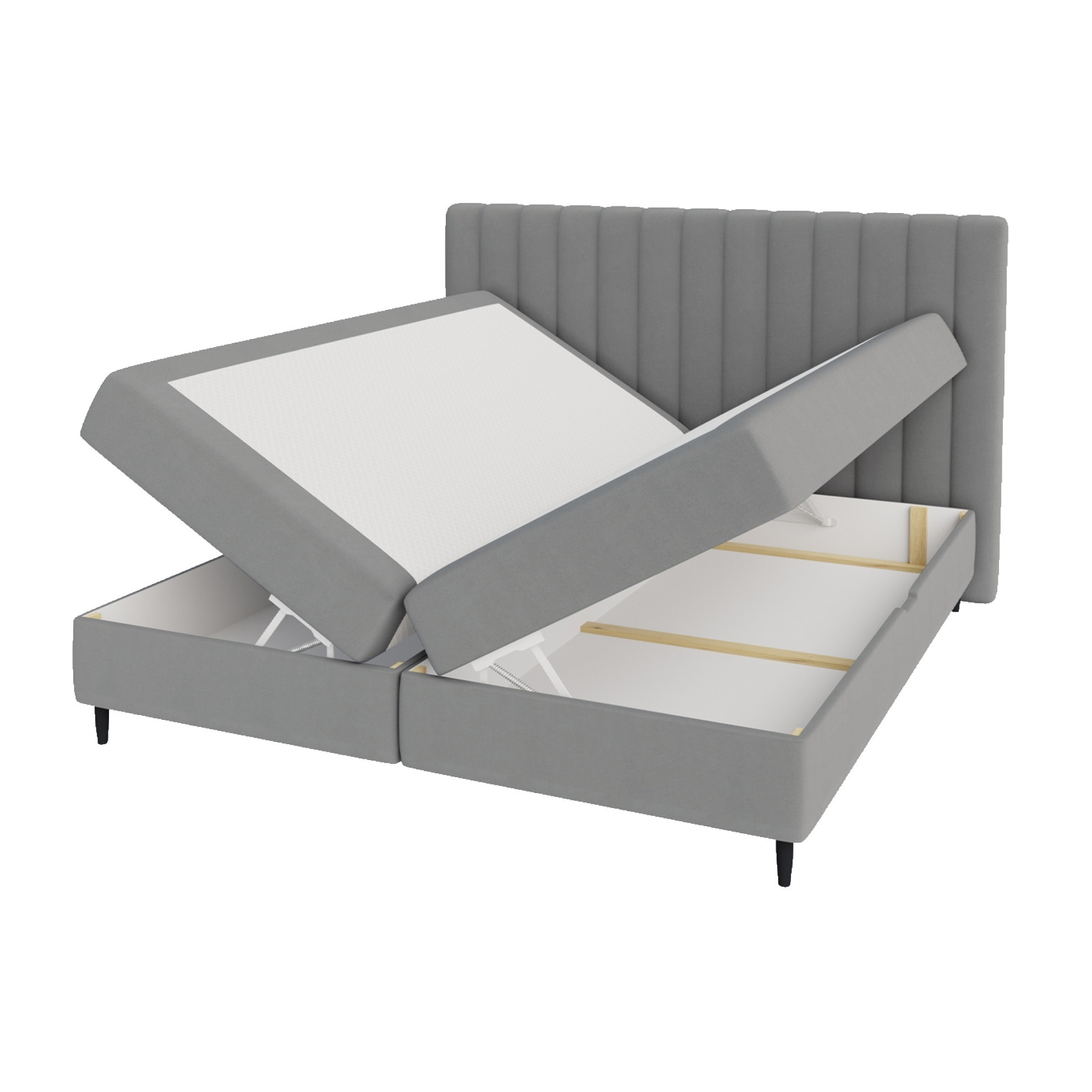 Maria - lit boxspring - 160x200 - en velours - coffres et surmatelas inclus - Gris