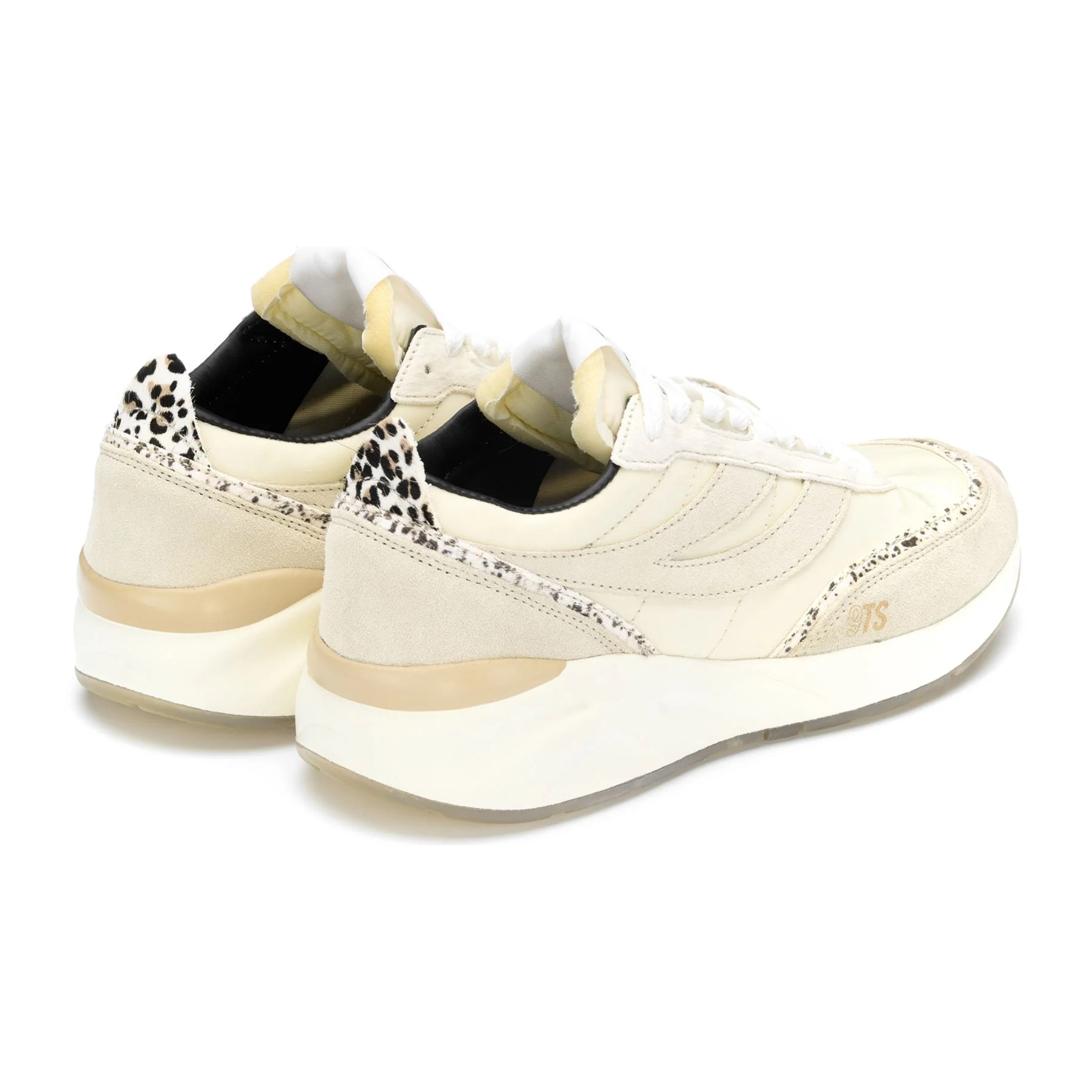 Sneakers Superga Uomo Donna Beige 4089 TRAINING 9TS SLIM CALFHAIR DETAILS