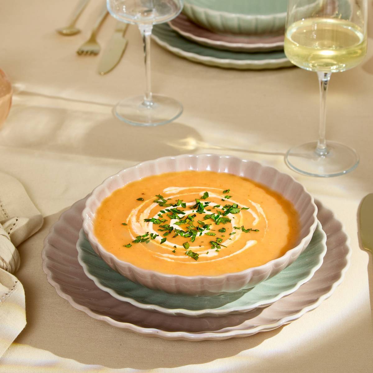 Lot de 4 Assiette creuse Romy ronde D.20cm rose