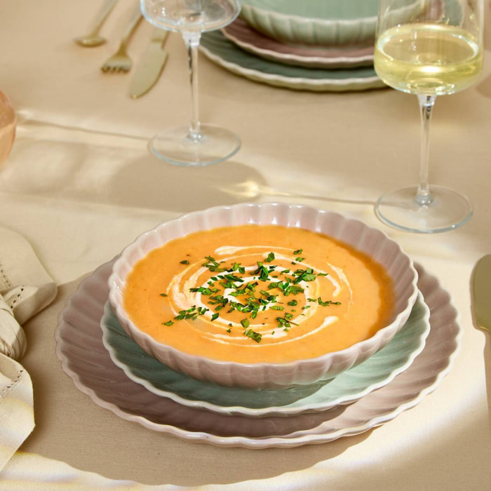 Lot de 4 Assiette creuse Romy ronde D.20cm rose