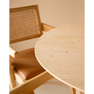 Table à manger ronde en bois massif de couleur naturel de 110cm Hauteur: 75.2 Longueur: 110 Largeur: 110