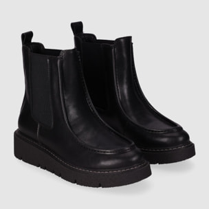 Botines de Piel - Negro - Tacón: Bajo