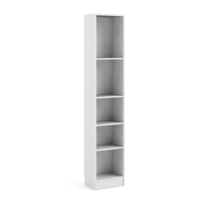 Libreria a cinque vani, colore bianco, cm 40 x 203 x 26