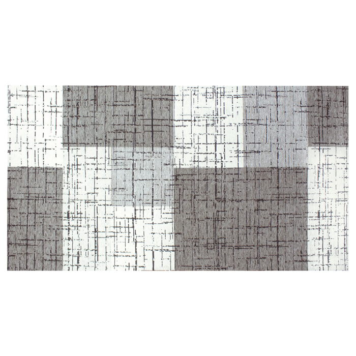 TAPPETO ARREDO GEOMETRICO DIS. MONDRIAN GRIGIO CALDO 115X175 CM CON ANTISCIVOLO