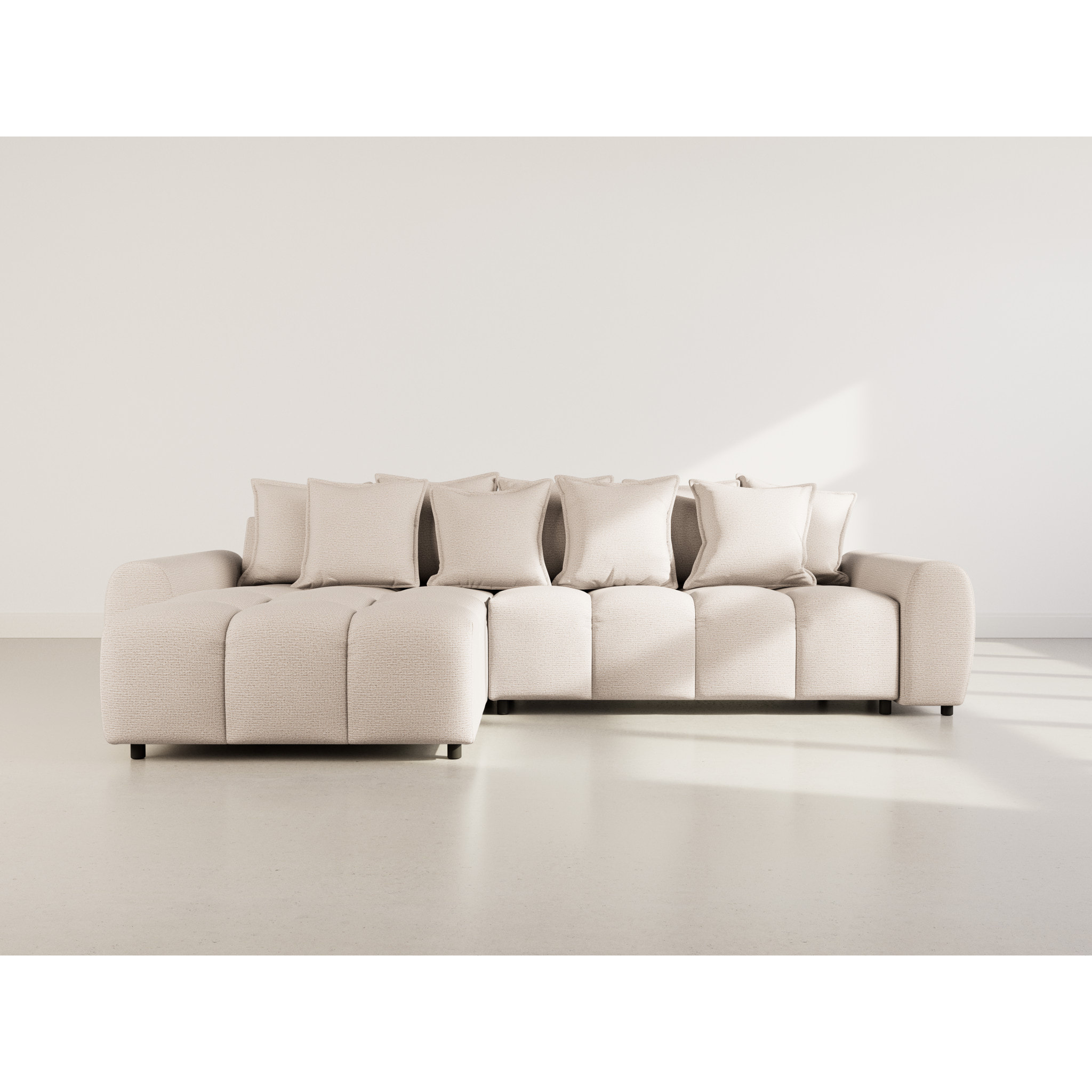 Adelaide - canapé d'angle réversible 4 places en tissu texturé - Beige