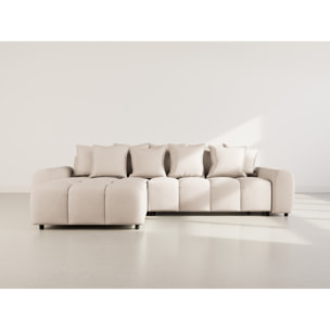 Adelaide - canapé d'angle réversible 4 places en tissu texturé - Beige