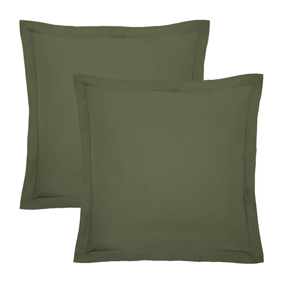 Lot de 2 taies percale de coton uni vert La percale francaise kaki