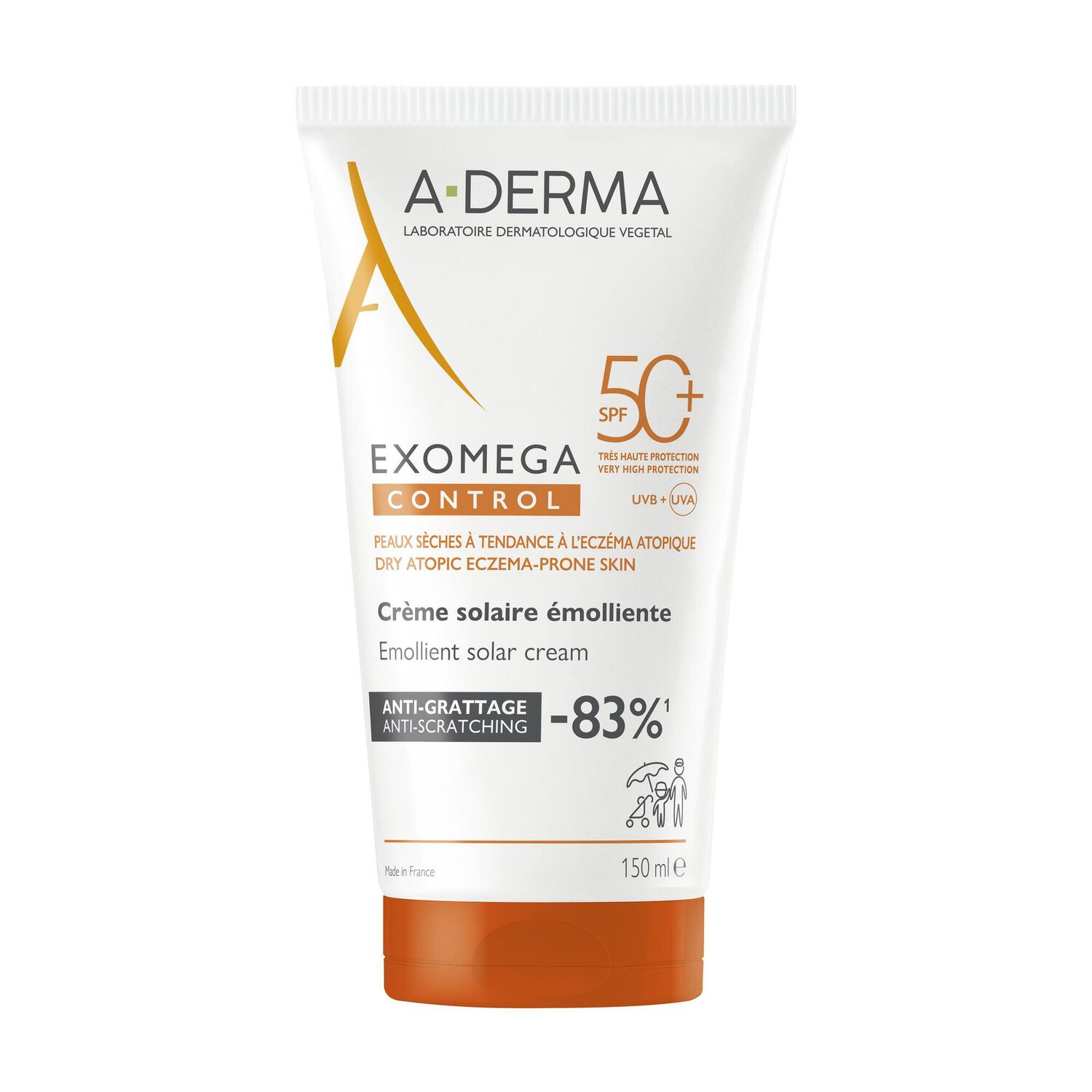 Exomega Control - Crème émolliente anti-grattage SPF50+ 150ml