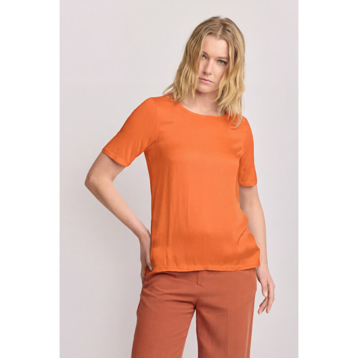 Kocca - T-shirt minimal in viscosa Donna, Tinta unita, Girocollo