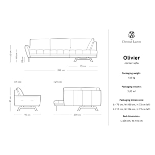 Canapé d'angle droit convertible "Olivier" 5 places en cuir véritable noir