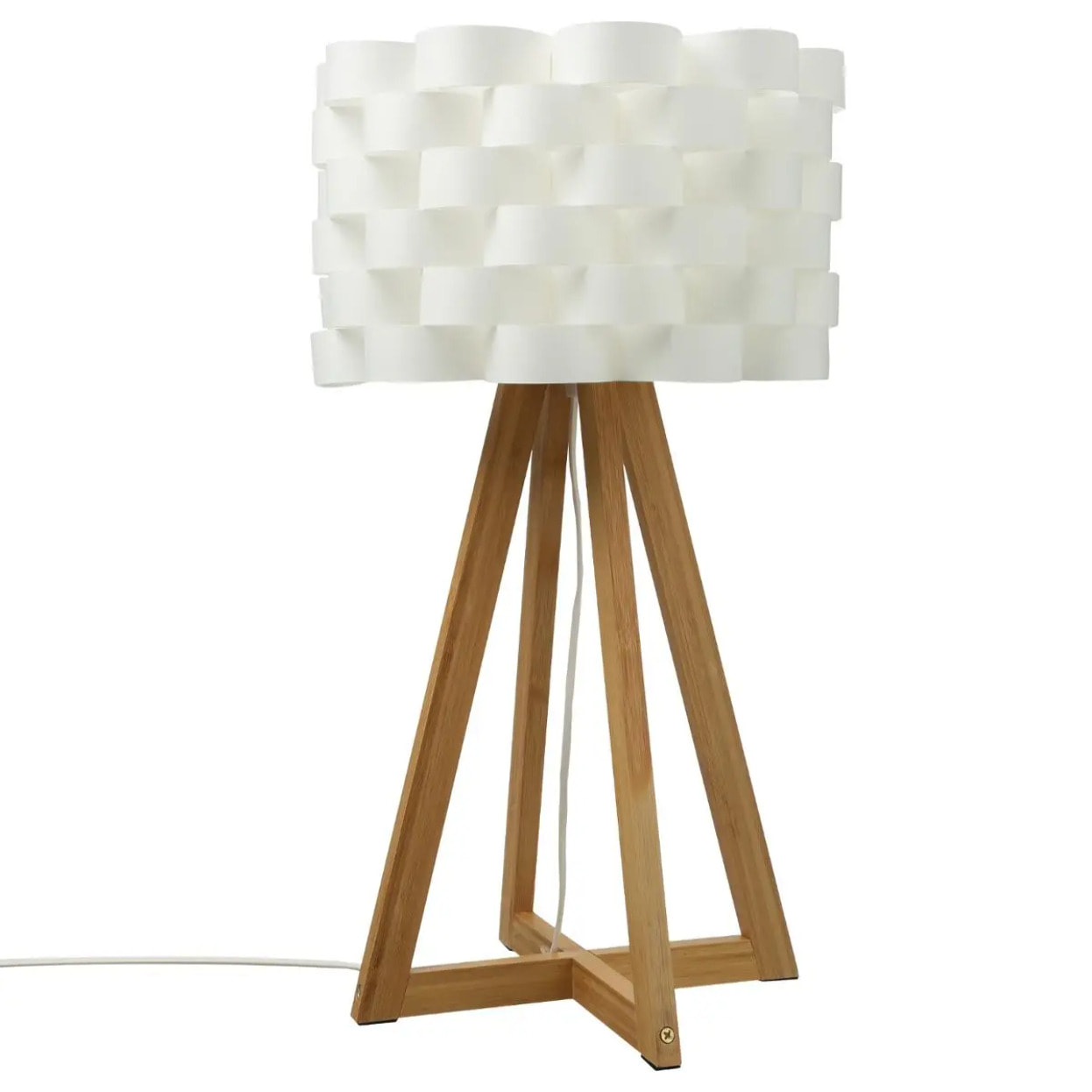 Lampe "Moki" - bambou et blanc H55 cm