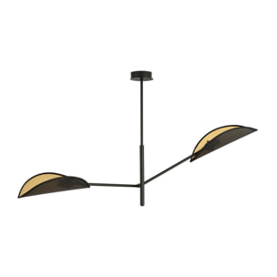 Lampada a sospensione Vene con paralumi a forma di foglia nero e oro