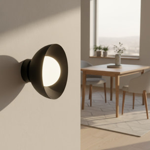 Lampada da parete Bibi in acciaio nero e vetro