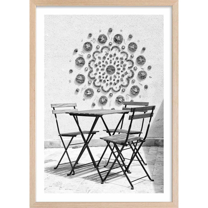 Affiche pause détente Affiche + cadre en bois - Chêne