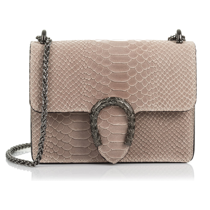 Lorenza Borsa a mano Donna.Pelle autentica Camoscio Incisa Serpente