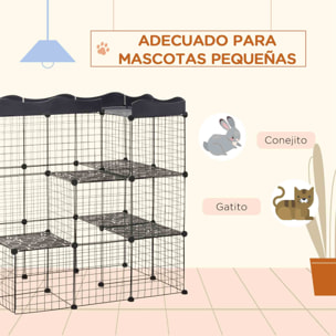 Jaula para Animales Pequeños de 40 Paneles Parque para Mascotas Forma Personalizable Valla Metálica para Cobayas Conejos Gatito 105x70x116 cm Negro