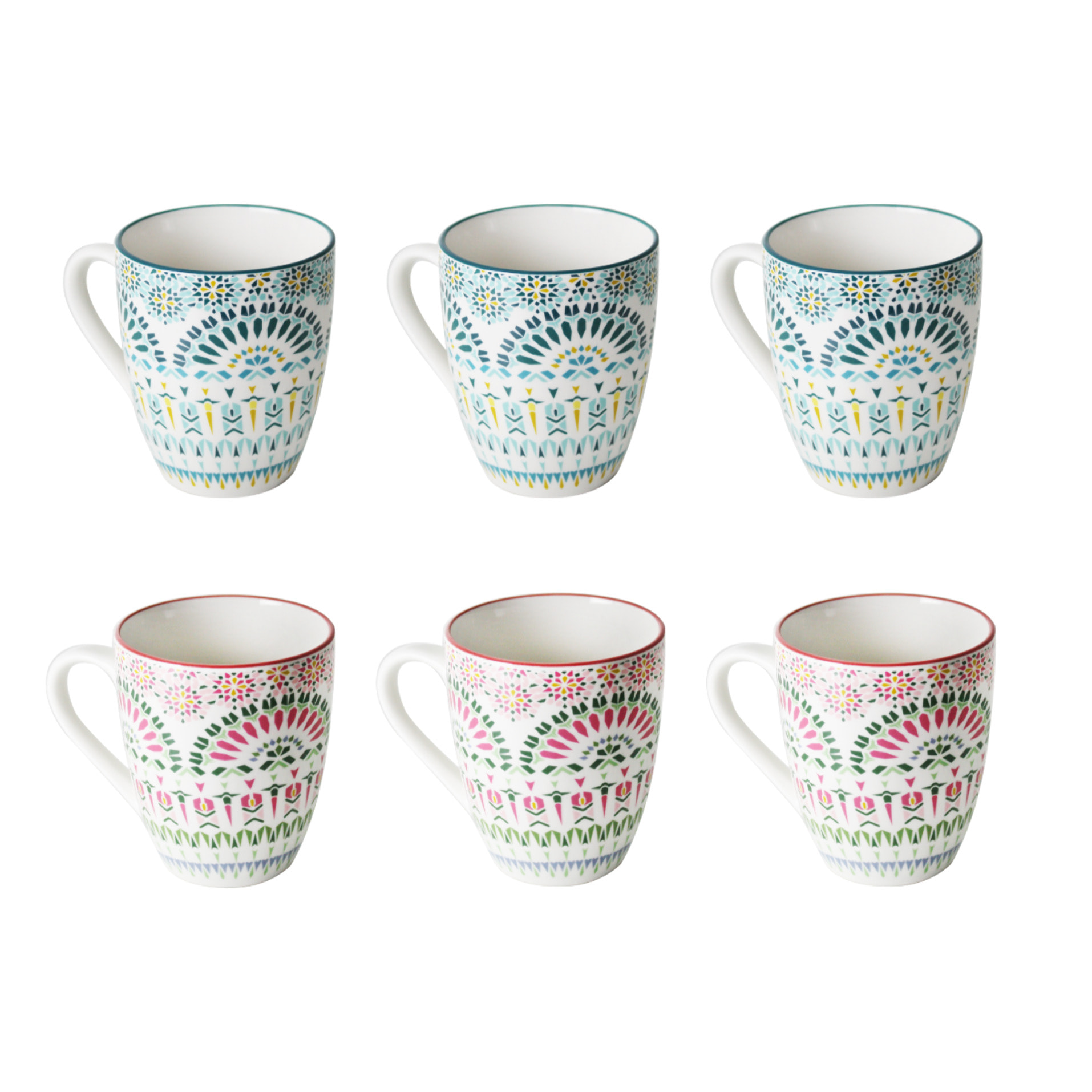 Lot de 6 mugs, MANDALA