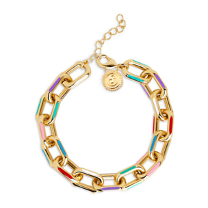 Bracciale Link Rainbow Enamel Acciao Placcato Oro