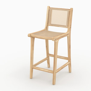 Lot de 2 chaises pour îlot central en teck et cannage rotin 66,5 cm - Kyla