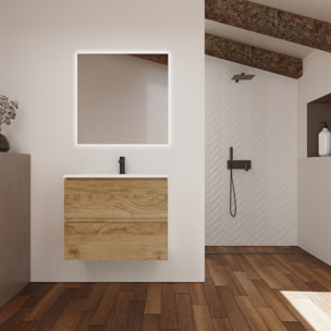 Conjunto de Baño Kaji | Mueble de Baño Suspendido | 80 cm Teka| Dos Cajones | Lavabo Encastrado | No incluye Espejo | Alday